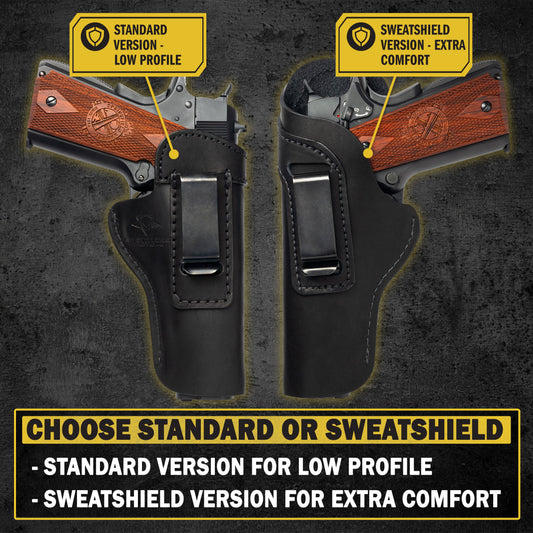 The Defender Leather IWB Holster - Fits All 1911 Style Handguns - Lifetime Warranty - Made in USA