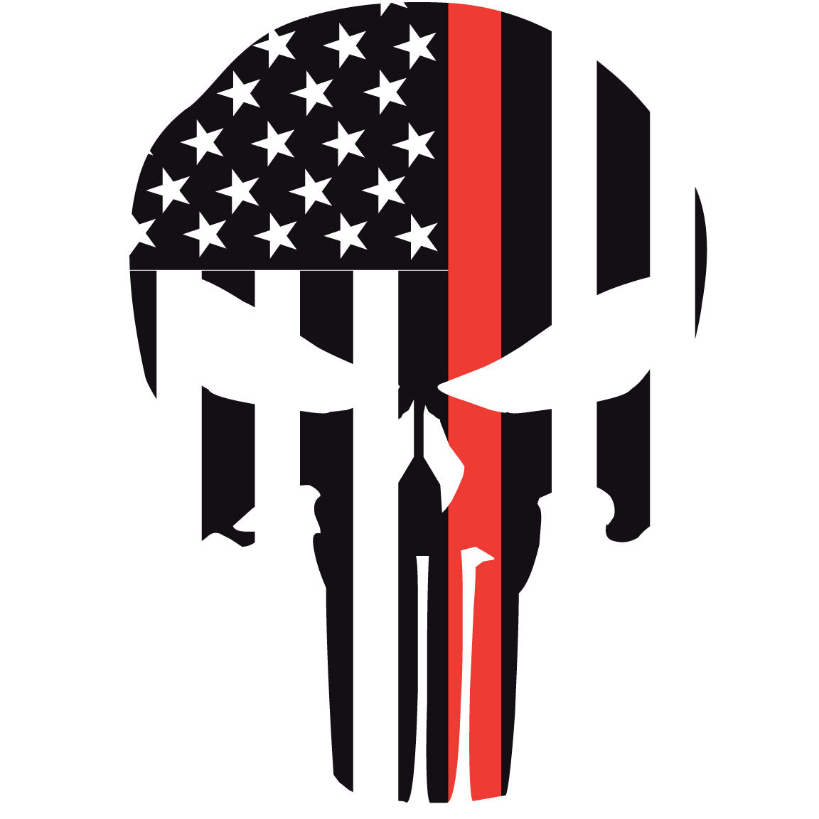 THIN RED LINE PUNISHER SKULL 2" HELMET DECAL