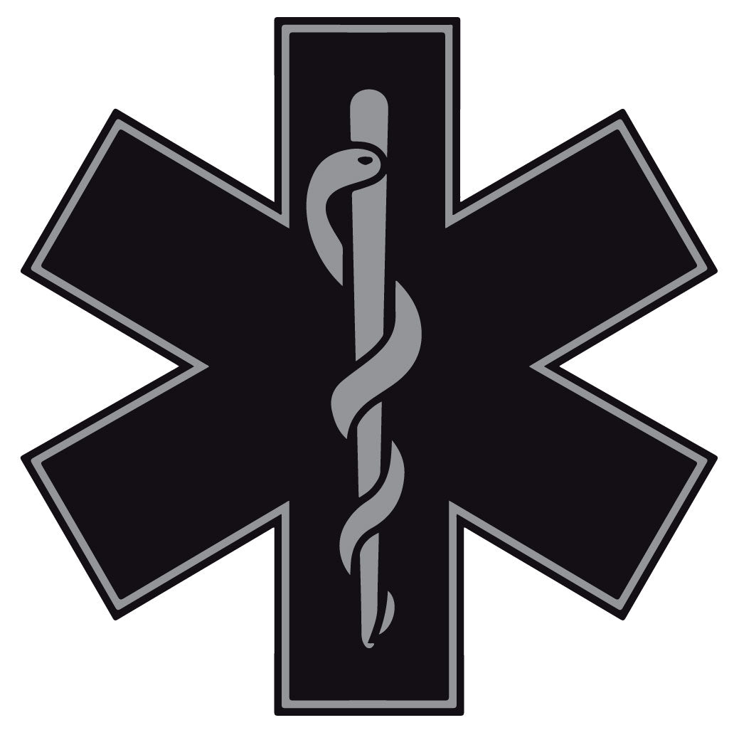 BLACK STAR OF LIFE REFLECTIVE HELMET DECAL