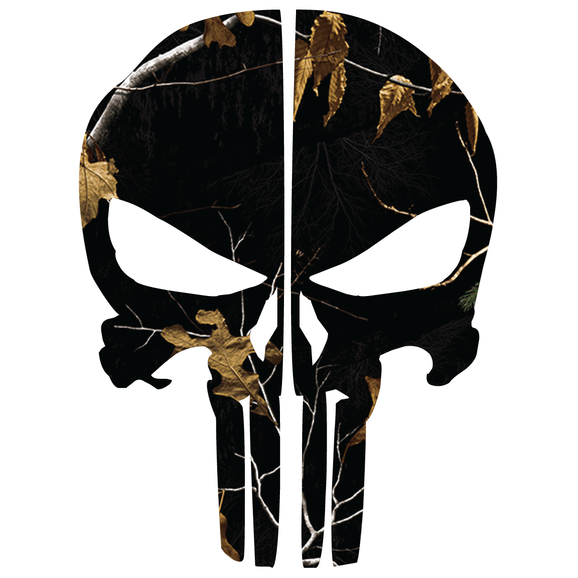 BLACK WOODS CAMO PUNISHER SKULL REAR HELMET REFLECTIVE HELMET DECAL
