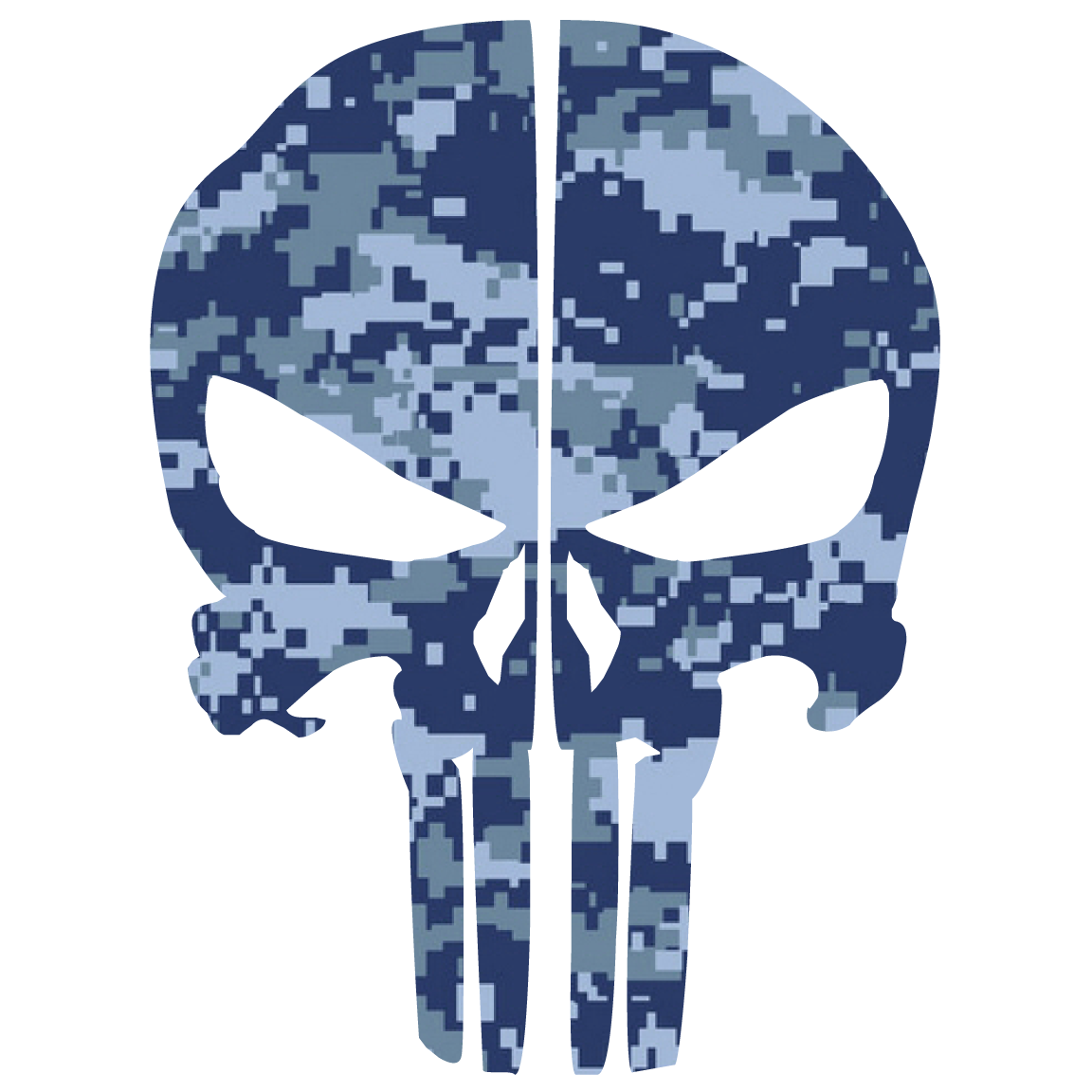 BLUE DIGITAL CAMO PUNISHER SKULL REAR HELMET REFLECTIVE HELMET DECAL