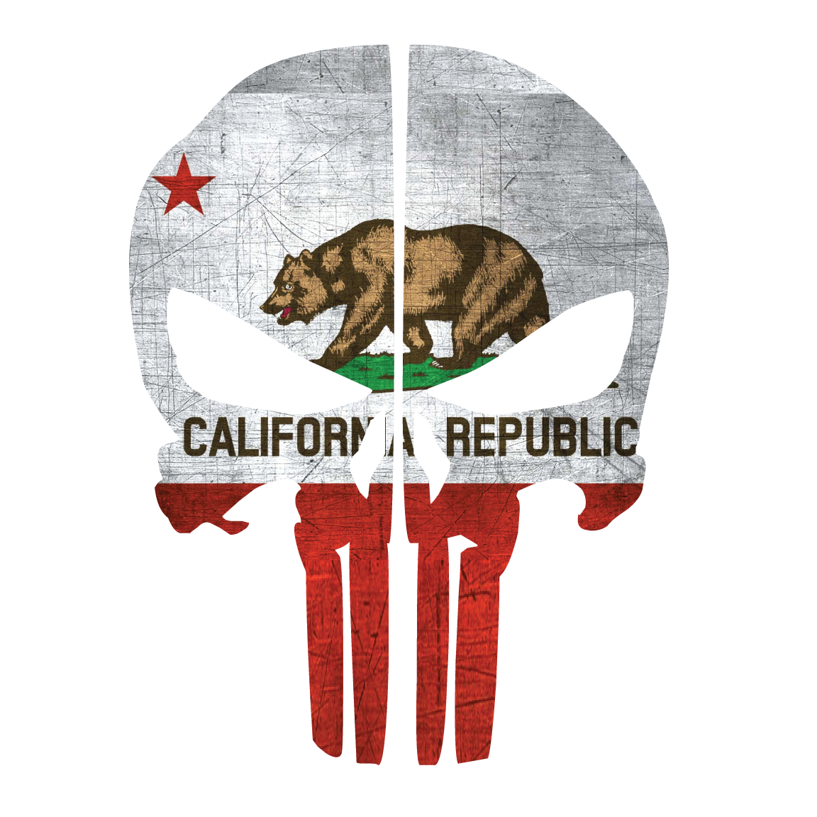 CALIFORNIA FLAG PUNISHER SKULL REAR HELMET REFLECTIVE HELMET DECAL