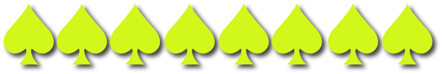 FLUORESCENT YELLOW REFLECTIVE ACE OF SPADE HELMET DECAL 8 PACK