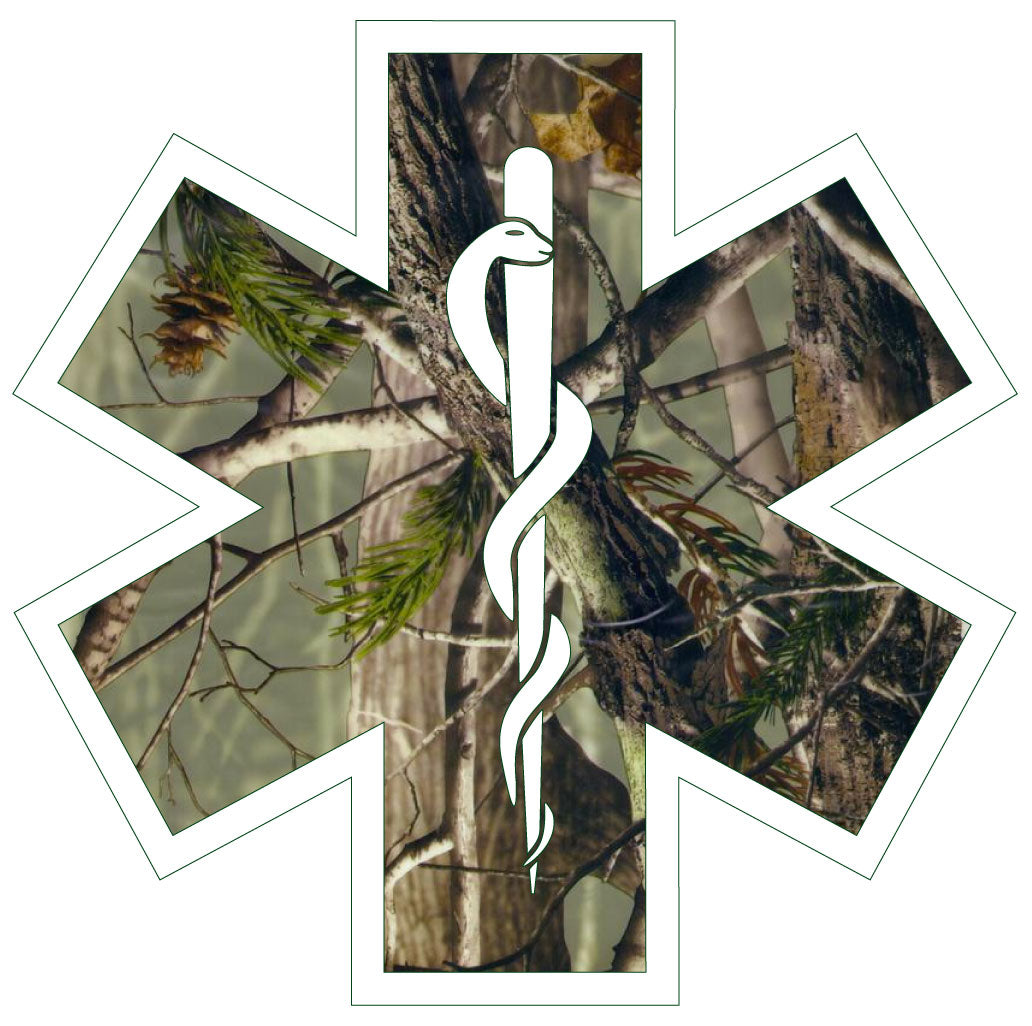 WOODS CAMO STAR OF LIFE REFLECTIVE WINDOW DECAL