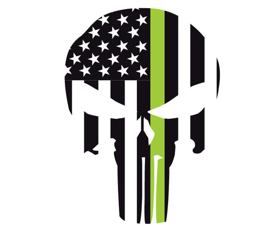 THIN GREEN LINE PUNISHER SKULL 2" HELMET DECAL