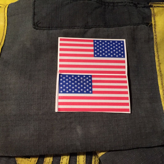AMERICAN FLAGS MIRRORED REFLECTIVE HELMET DECAL