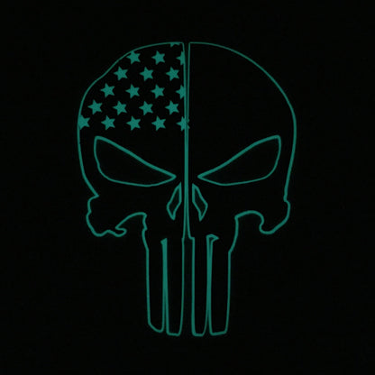 THIN RED LINE FLAG PUNISHER SKULL REAR HELMET REFLECTIVE/GLOW IN THE DARK STARS & STRIPES/OUTLINE  HELMET DECAL