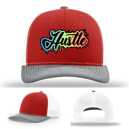 Hustle Leather Patch Hat Graffiti Gradient