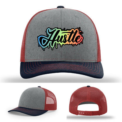 Hustle Leather Patch Hat Graffiti Gradient