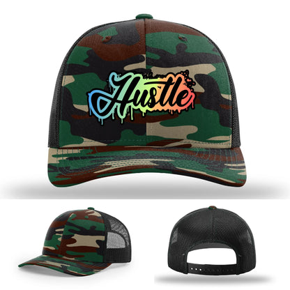 Hustle Leather Patch Hat Graffiti Gradient