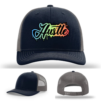 Hustle Leather Patch Hat Graffiti Gradient