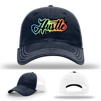 Hustle Leather Patch Hat Graffiti Gradient