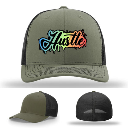 Hustle Leather Patch Hat Graffiti Gradient