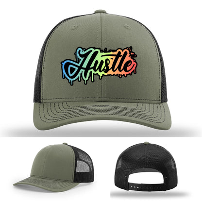 Hustle Leather Patch Hat Graffiti Gradient