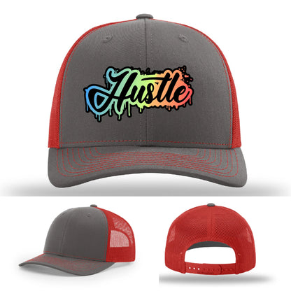 Hustle Leather Patch Hat Graffiti Gradient