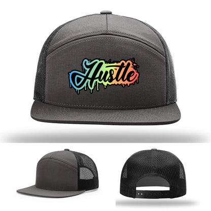 Hustle Leather Patch Hat Graffiti Gradient