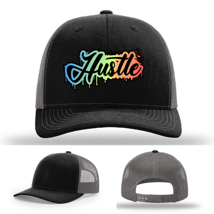 Hustle Leather Patch Hat Graffiti Gradient