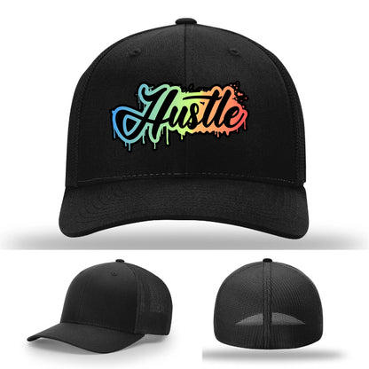 Hustle Leather Patch Hat Graffiti Gradient