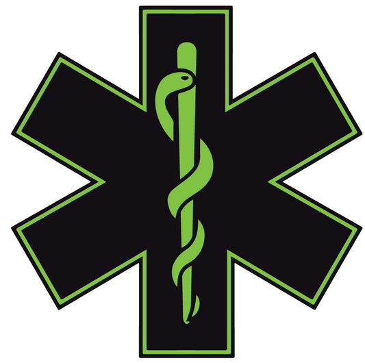 BLACK & GREEN STAR OF LIFE REFLECTIVE HELMET DECAL