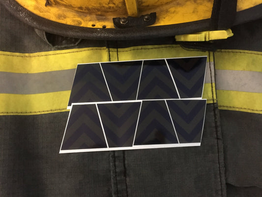 BLACKED OUT BLACK AND BLUE CHEVRON REFLECTIVE HELMET (TET) TETRAHEDRON 8 PACK