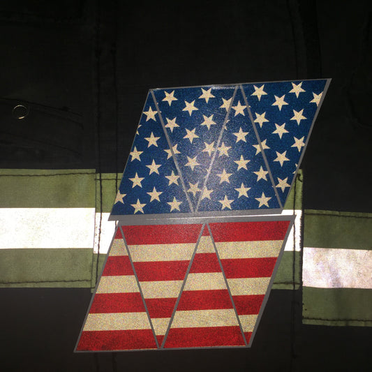 BLACKED OUT AMERICAN FLAG RED WHITE BLUE REFLECTIVE HELMET CREST