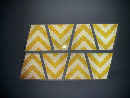 BLACKED OUT BLACK AND YELLOW CHEVRON REFLECTIVE HELMET (TET) TETRAHEDRON 8 PACK