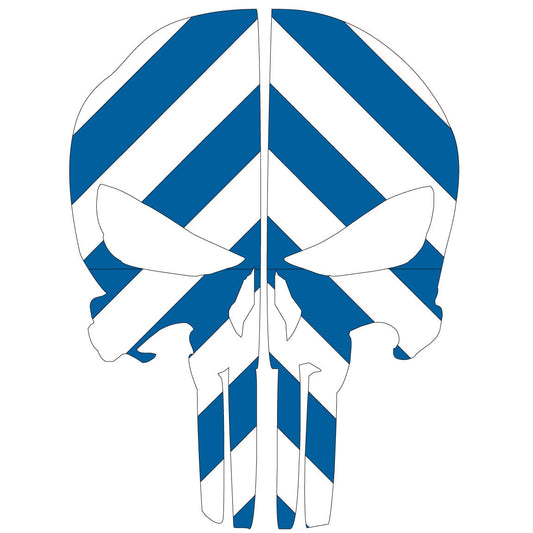 PUNISHER SKULL BLUE & WHITE CHEVRON REAR HELMET REFLECTIVE HELMET DECAL