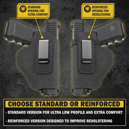 The Ultimate Suede Leather IWB Holster Large Size | Fits S&W Shield/Glock/XD - Lifetime Warranty - Made in USA