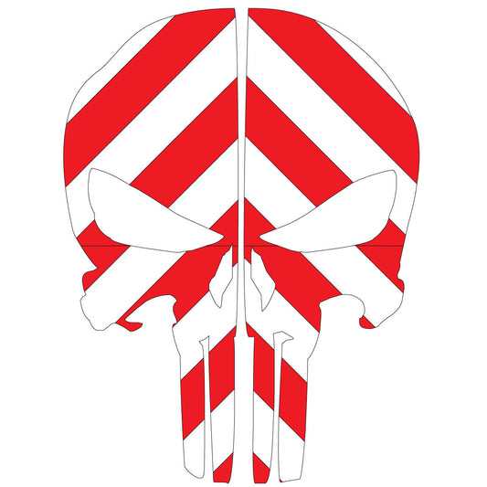 PUNISHER SKULL RED & WHITE CHEVRON REAR HELMET REFLECTIVE HELMET DECAL