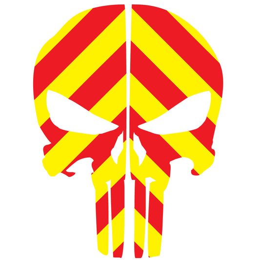 PUNISHER SKULL RED & YELLOW CHEVRON REAR HELMET REFLECTIVE HELMET DECAL