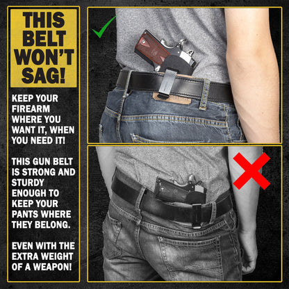The "Double Tap" Gun Belt | Made in USA | Lifetime Warranty | 14 oz Full Grain Leather CCW Belt
