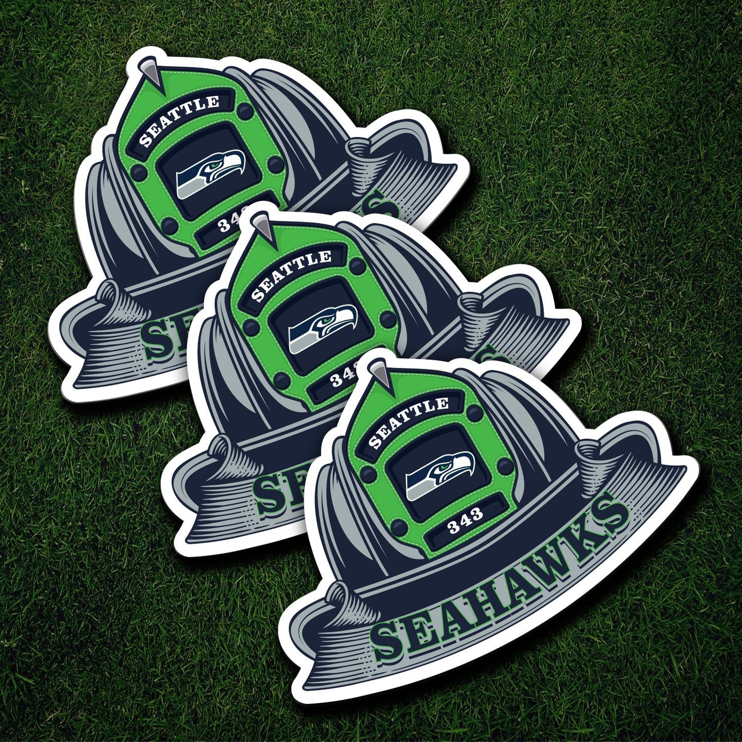 NFL Fire Helmet Sticker - 3 PACK