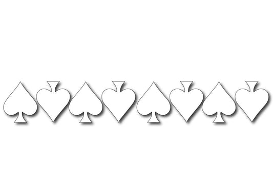WHITE REFLECTIVE ACE OF SPADE HELMET DECAL 8 PACK
